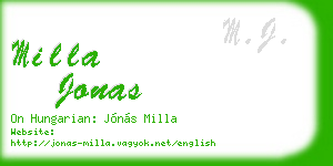 milla jonas business card