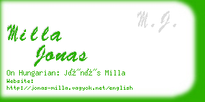milla jonas business card